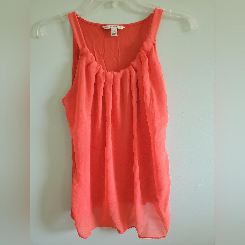 Banana Republic Coral Sleeveless Pleated Camisole